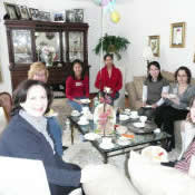 Friends gathered for gift opening