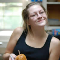 Meghan with her homemade candied apple