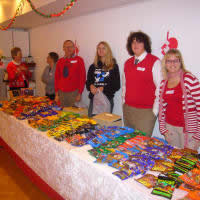 Volunteers in the candy booth