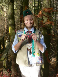Krissy bridging to Senior Girl Scout